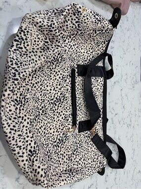 Spotted Cream and Black Tote with Black Handles